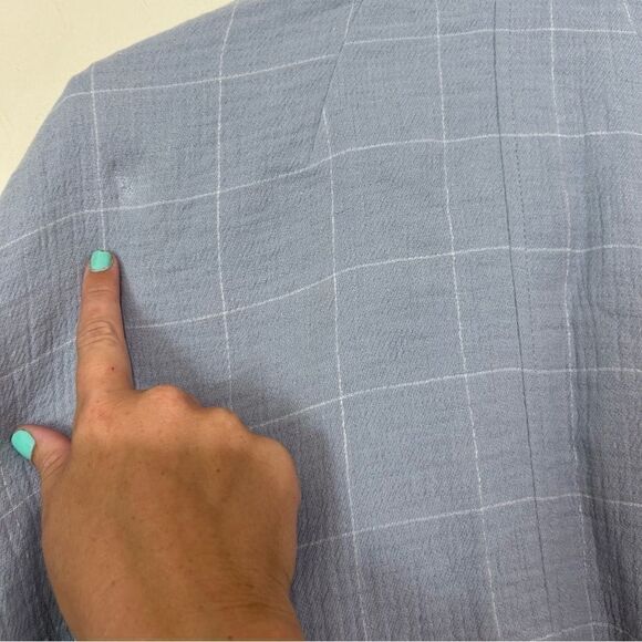 Madewell Sky Blue Window Pane Linen Cotton Blend Relaxed Larsen Blazer SIZE XL - Picture 9 of 11